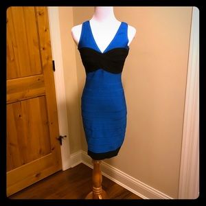 Herve Leger Blue and Black Dress